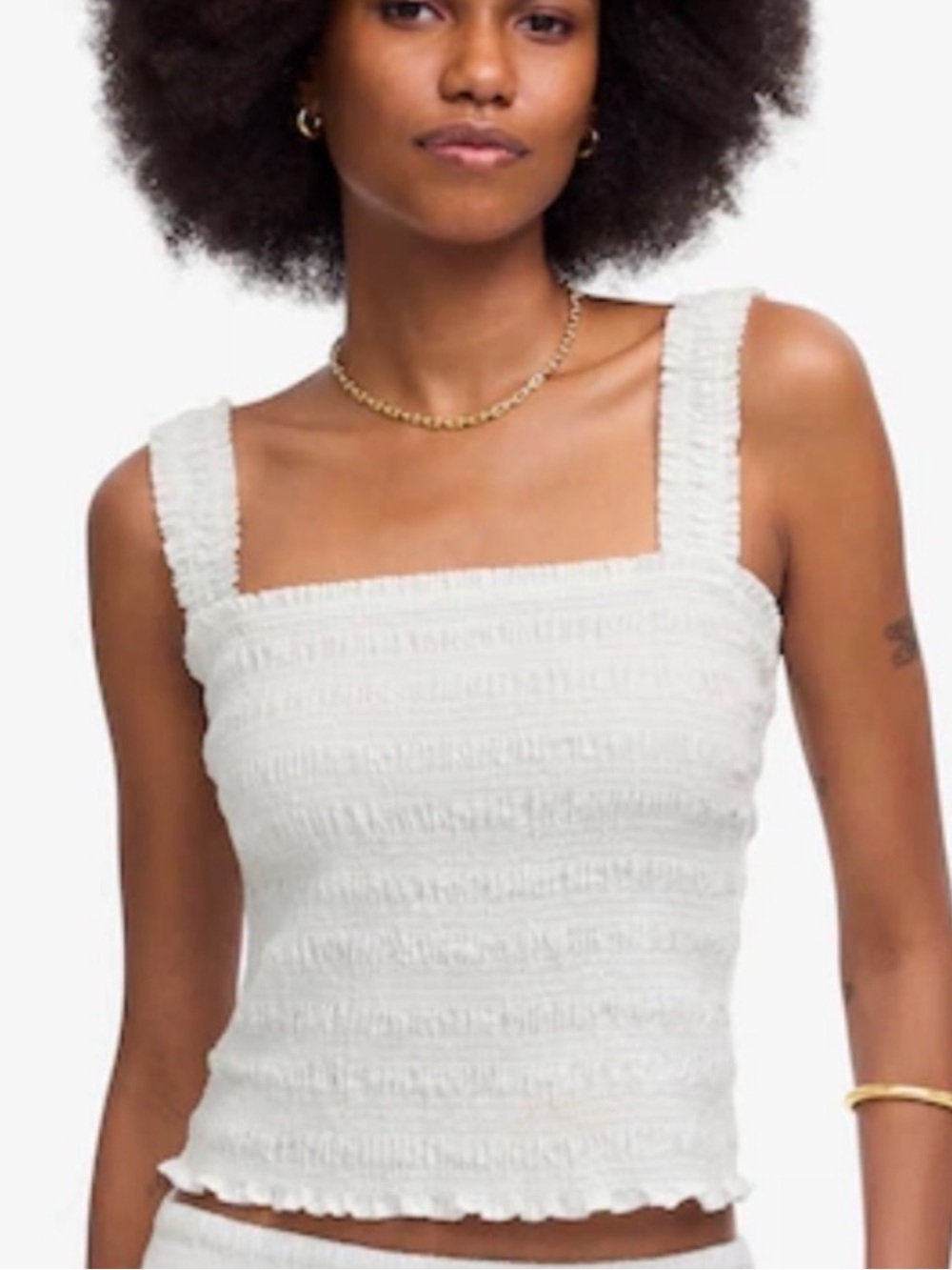 NWT Madewell White Poplin Smocked Tank Sz Medium NEEDS WASH - Picture 5 of 10